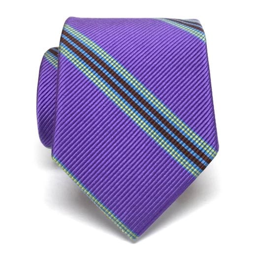 Robert Talbott Silk Woven Tie - Stripe - Purple with Lime (096080)