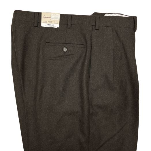 Samuelsohn pleated front heavy Flannel Trousers - Charcoal Brown (321364 L4W)