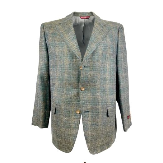 Samuelsohn Sport Coat - Silk, Linen & Wool - Olive, Blue & Tan