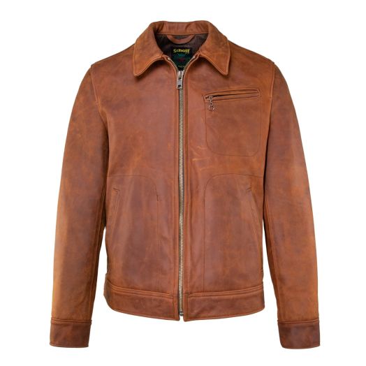 Schott Lightweight Unlined Cowhide Trucker Jacket - Whiskey (582)