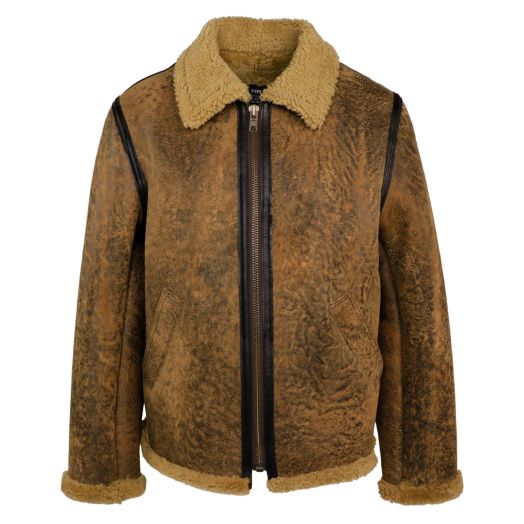 Schott NYC Antique Brown Sheepskin Jacket - Brown (256S)