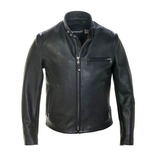 Schott NYC Classic Racer Leather Motorcycle Jacket - Black (141)