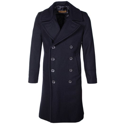 Schott NYC Men's Naval Officers Long Overcoat - Navy (790)