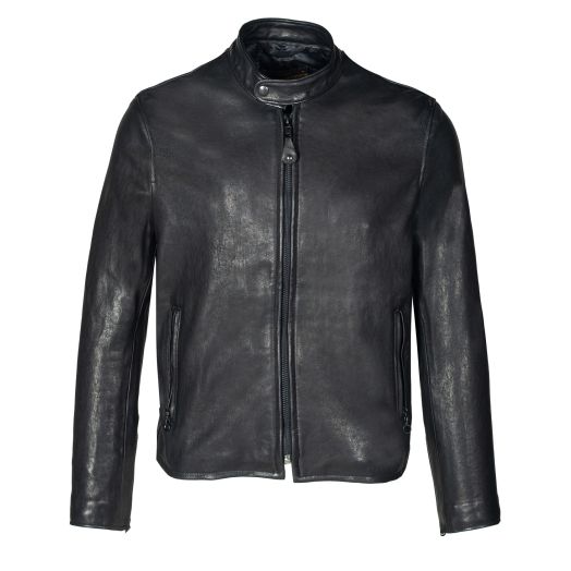 Schott NYC Men's Vegetable Tanned Lambskin Cafe Racer Jacket - Black (P234)