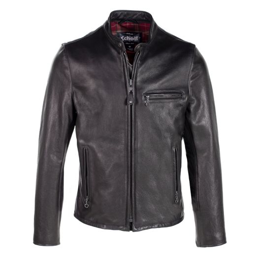Schott NYC Waxed Natural Pebbled Cowhide Café Leather Jacket (530)