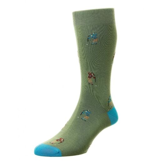 Scott Nichol Cotton Mid-calf Socks - Golfer - Fern