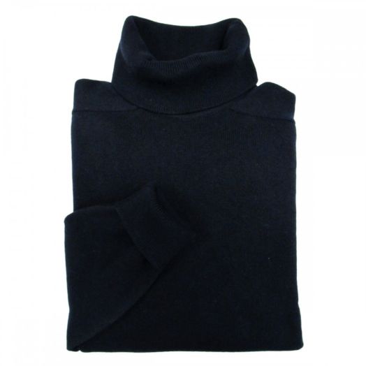 O'Connell's Scottish Cashmere Turtleneck Sweater - Navy