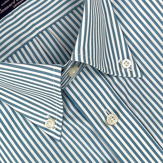 Seaward & Stearn Button Down Dress Shirt - Coyle Stripe - Sea Blue