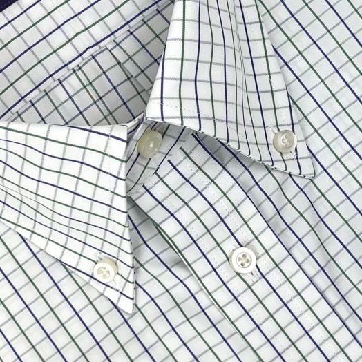 Seaward & Stearn Button Down Dress Shirt - Navy & Green Tattersall