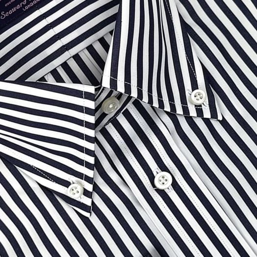 Seaward & Stearn Button Down Dress Shirt - Tape Stripe - Dark Navy