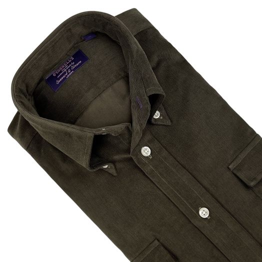 Seaward & Stearn Button Down Long Sleeve Sport Shirt - Cotton Minicord - Walnut