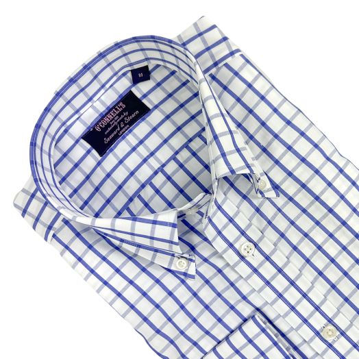Seaward & Stearn Button Down Long Sleeve Sport Shirt - British Check - Royal Navy