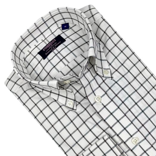 Seaward & Stearn Button Down Long Sleeve Sport Shirt - British Tattersall - Green & Brown