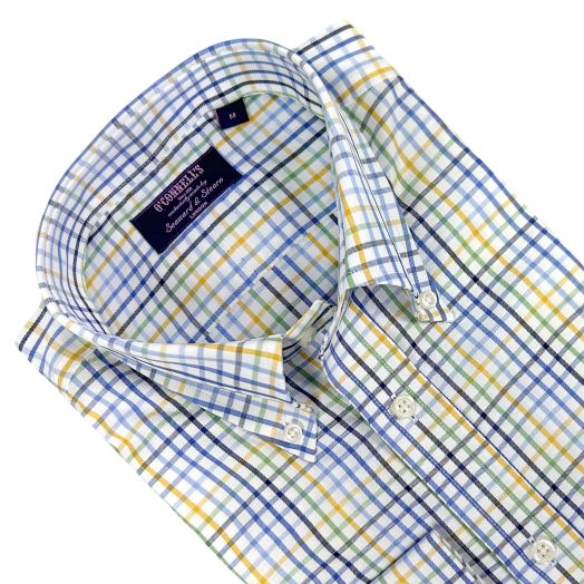 Seaward & Stearn Button Down Long Sleeve Sport Shirt - British Tattersall - Navy, Blue, Yellow, Green & Sky