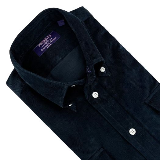 Seaward & Stearn Button Down Long Sleeve Sport Shirt - Cotton Minicord - Dark Navy