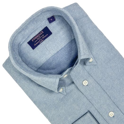 Seaward & Stearn Button Down Long Sleeve Sport Shirt - Brushed Cotton Flannel - Chambray