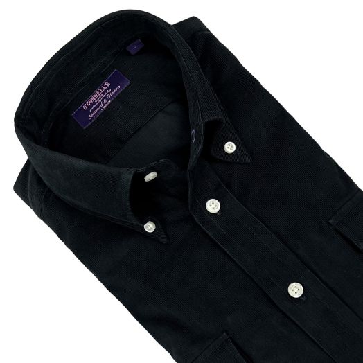 Seaward & Stearn Button Down Long Sleeve Sport Shirt - Cotton Minicord - Black