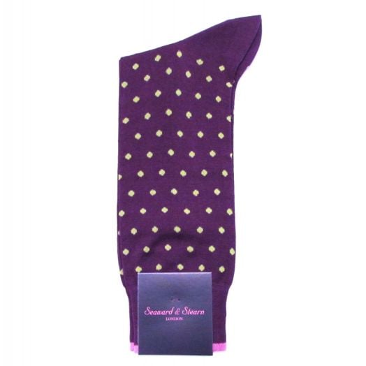 Seaward & Stearn Cotton Socks - Dots - Purple