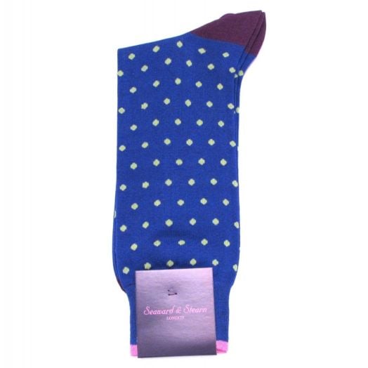 Seaward & Stearn Cotton Socks - Dots - Royal