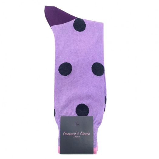Seaward & Stearn Cotton Socks - Large Dots - Lavender