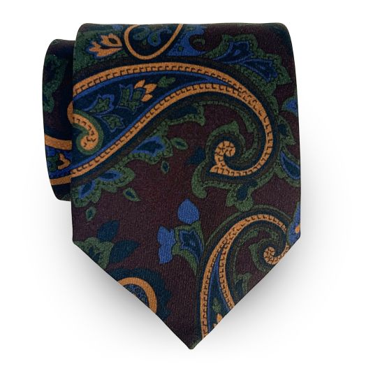 Seaward & Stearn English Ancient Madder Tie - Large Paisley - Burgundy (117590)