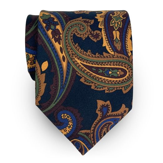 Seaward & Stearn English Ancient Madder Tie - Large Paisley - Navy (117589)