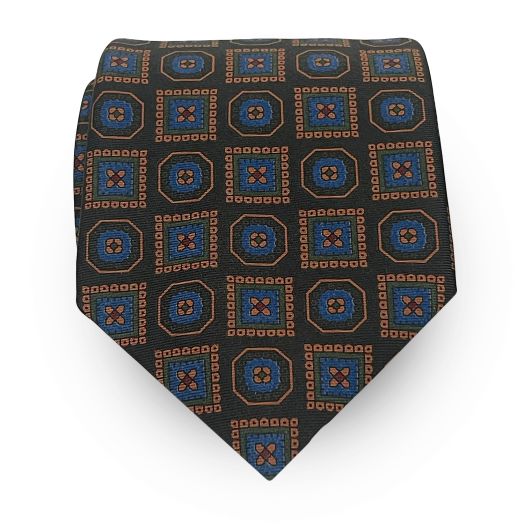 Seaward & Stearn English Ancient Madder Tie - Large Neat - Dark Olive (109238)