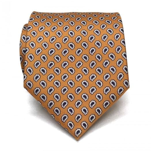 Seaward & Stearn English Printed Silk Tie - Pines - Bronze & Navy (91652)