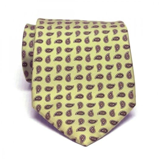 Seaward & Stearn English Printed Silk Tie - Teardrop - Green (3003-259) (35952)