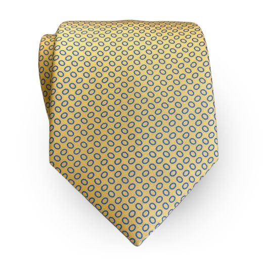 Seaward & Stearn English Printed Silk Tie - Yellow with Light Blue (81359)