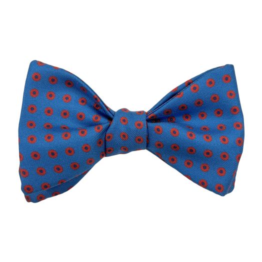 Seaward & Stearn English Silk Bow Tie - Circles with Dots - Sapphire with Red (104312)