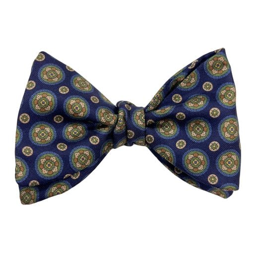 Seaward & Stearn English Silk Bow Tie - Medallion - Navy (83699)