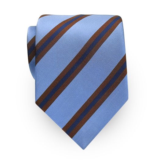 Seaward & Stearn English Silk & Cotton Mogador Tie - Ashland Stripe - Sky (111138)
