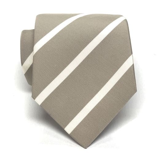Seaward & Stearn English Silk & Cotton Mogador Tie - Grey Taupe with White (093267)