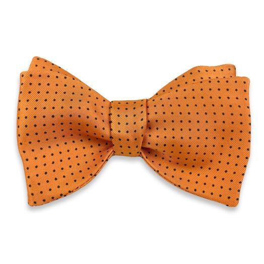 Seaward & Stearn English Silk Print Bow Tie - Pin Dot - Orange with Navy (115657)