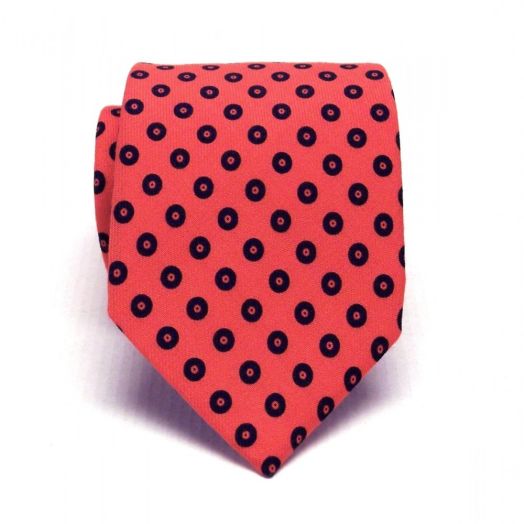 Seaward & Stearn English Wool Challis Tie - Circles - Orange (7783F) (68862)
