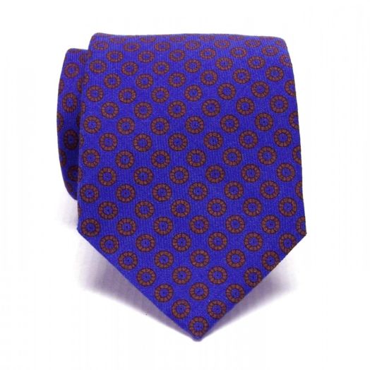 Seaward & Stearn English Wool Challis Tie - Small Medallion - Royal (69117)