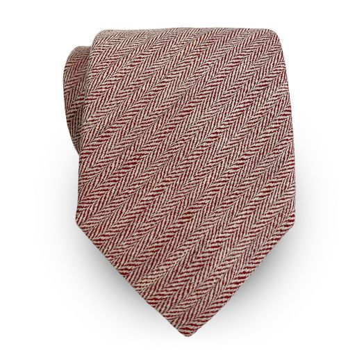 Seaward & Stearn English Woven Linen & Silk Tie - Red (119002)