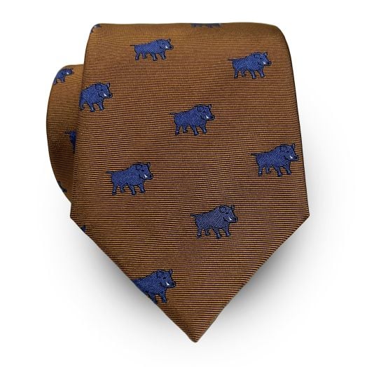 Seaward & Stearn English Woven Silk Club Tie - Boars - Bronze (104163)