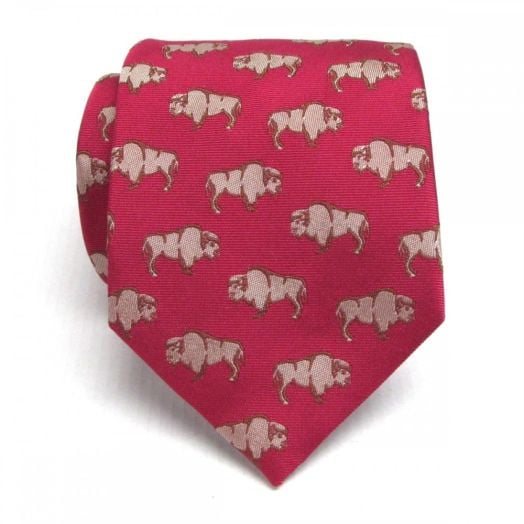 Seaward & Stearn English Woven Silk Club Tie - Buffalo - Dark Pink (71952)