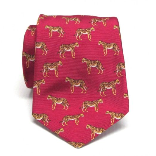 Seaward & Stearn English Woven Silk Club Tie - Cheetah - Magenta (70917)