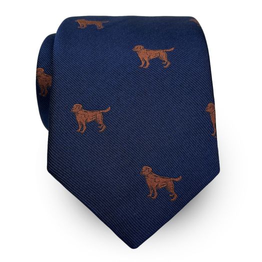Seaward & Stearn English Woven Silk Club Tie - Chocolate Lab (113247)