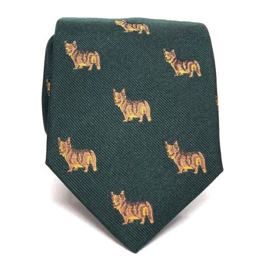 Seaward & Stearn English Woven Silk Club Tie - Corgis - Green (093282)