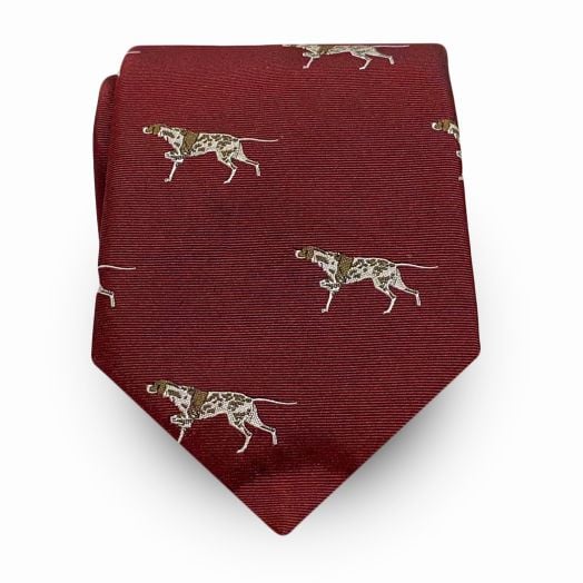 Seaward & Stearn English Woven Silk Club Tie - Pointer - Burgundy (108716)