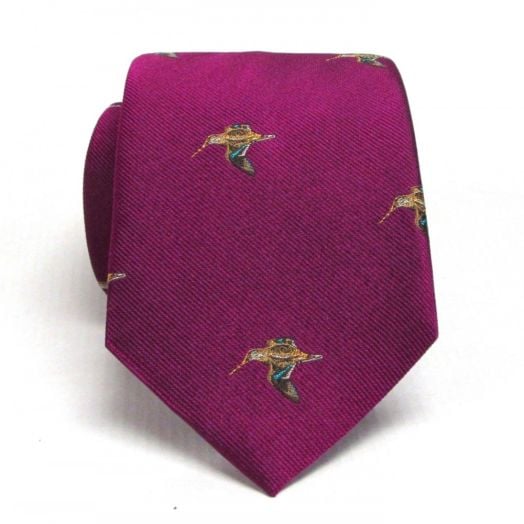 Seaward & Stearn English Woven Silk Club Tie - Snipe - Magenta (73707)