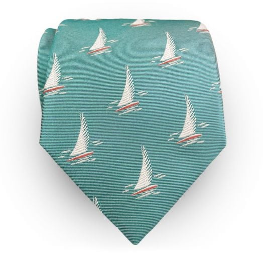 Seaward & Stearn English Woven Silk Club Tie - Teal (116109)