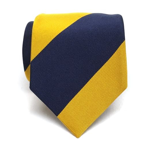 Seaward & Stearn English Woven Silk Tie - 2" Stripe - Navy & Gold (104158) Extra Long