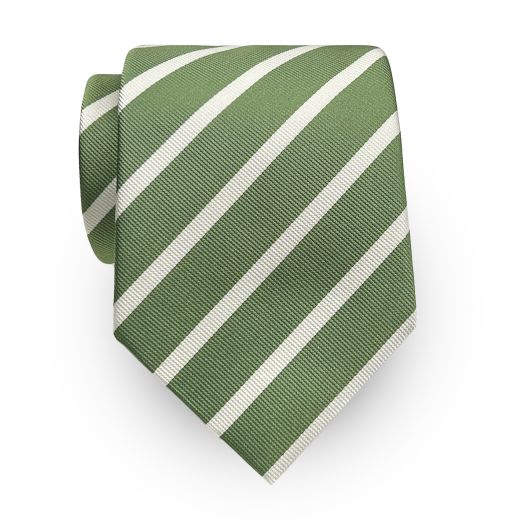 Seaward & Stearn English Woven Silk Tie - Bar Stripe - Jade with White (111157)
