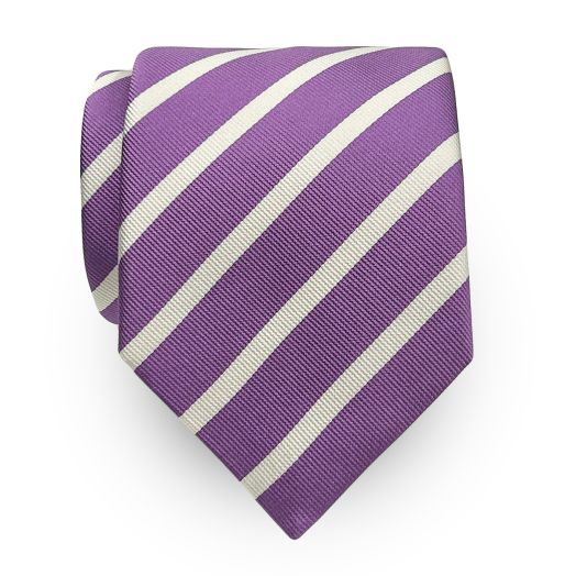 Seaward & Stearn English Woven Silk Tie - Bar Stripe - Purple with White (111155)