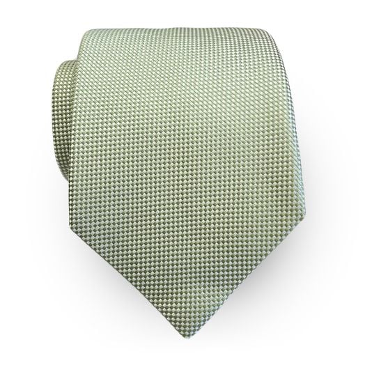 Seaward & Stearn English Woven Silk Tie - Basketweave - Green & White (115281)
